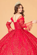 Gown with Embellished Off Shoulder by Elizabeth K GL3073