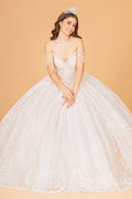 Gown with Embellished Off Shoulder by Elizabeth K GL3073