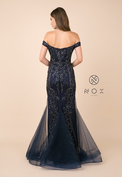 Off Shoulder Embellished Mermaid Dress by Nox Anabel H294