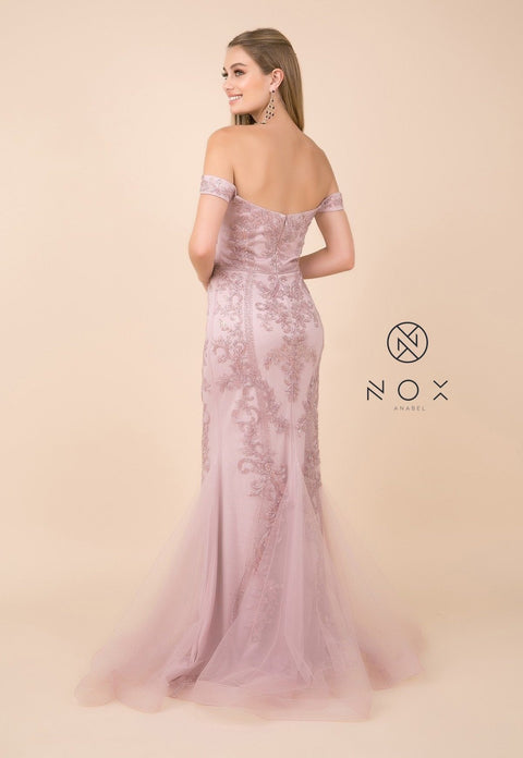 Off Shoulder Embellished Mermaid Dress by Nox Anabel H294