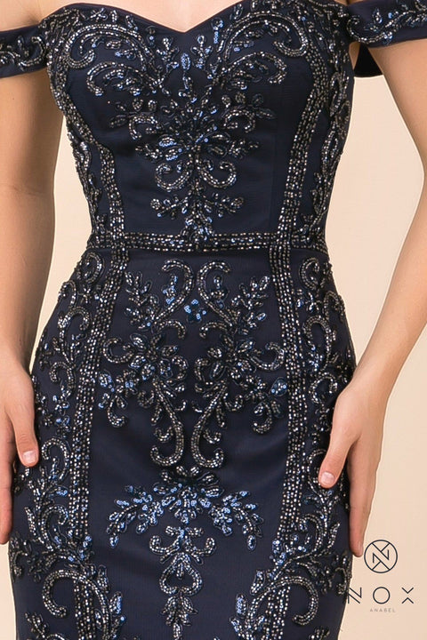 Off Shoulder Embellished Mermaid Dress by Nox Anabel H294
