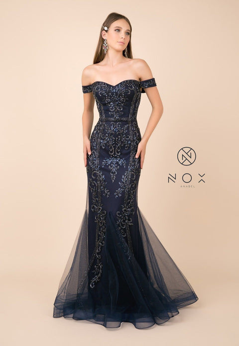 Off Shoulder Embellished Mermaid Dress by Nox Anabel H294