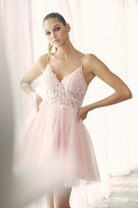 Juliet 863's Glitter Tulle Dress with Embellishments