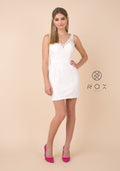 Short Embellished Sleeveless V-Neck Dress by Nox Anabel A673