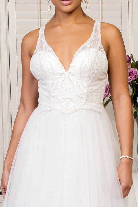 Elizabeth K GL1901's Wedding Dress with Embellished V-Neckline – alternate view 3