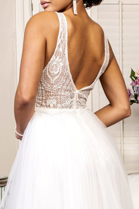Elizabeth K GL1901's Wedding Dress with Embellished V-Neckline – alternate view 4