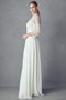 3/4 Sleeve Embroidered White Gown by Juliet M11-W