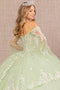 Elizabeth K GL3109's Ball Gown with Embroidered Bell Sleeves