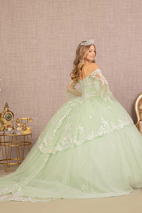 Elizabeth K GL3109's Ball Gown with Embroidered Bell Sleeves