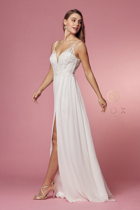 Embroidered A-line Bodice Gown by Nox Anabel Y299