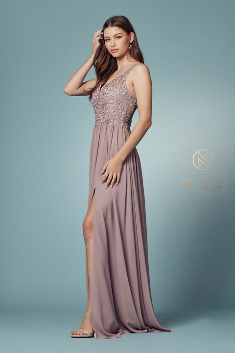 Embroidered A-line Bodice Gown by Nox Anabel Y299