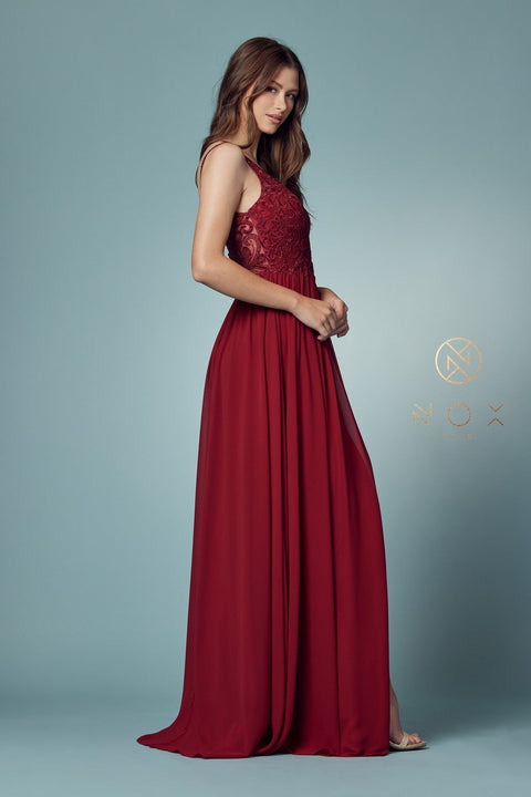 Embroidered A-line Bodice Gown by Nox Anabel Y299