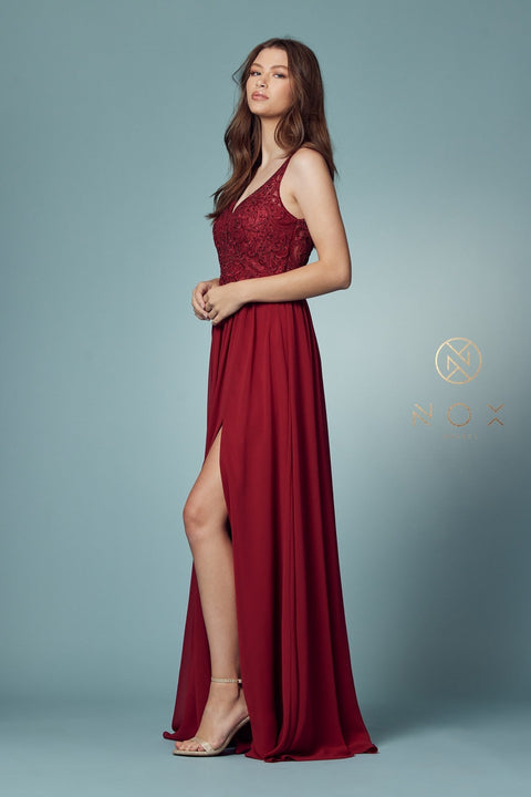 Embroidered A-line Bodice Gown by Nox Anabel Y299