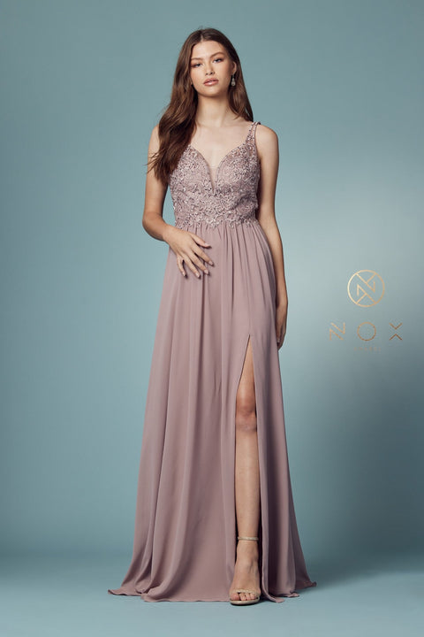 Embroidered A-line Bodice Gown by Nox Anabel Y299