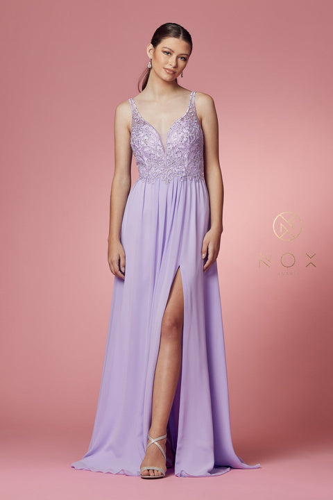 Embroidered A-line Bodice Gown by Nox Anabel Y299
