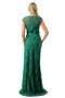 Coya M2732's Column Gown with Elegant Embroidered Cap Sleeves