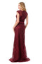 Coya M2732's Column Gown with Elegant Embroidered Cap Sleeves