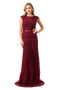 Coya M2732's Column Gown with Elegant Embroidered Cap Sleeves