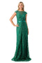 Coya M2732's Column Gown with Elegant Embroidered Cap Sleeves