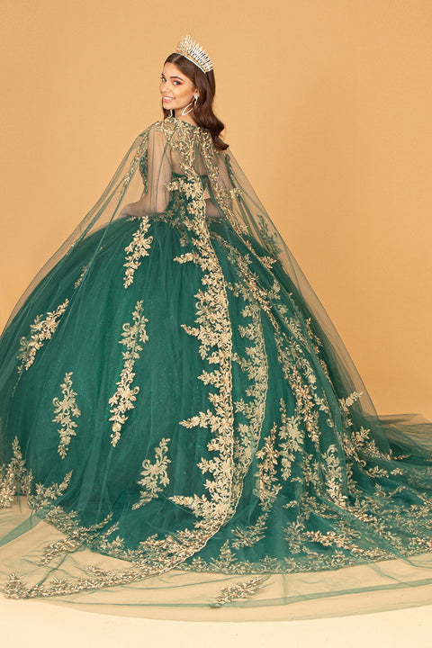 Elizabeth K GL3016's Ball Gown with Embroidered Cape