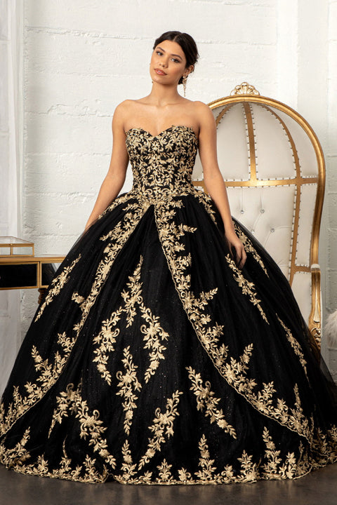 Elizabeth K GL3016's Ball Gown with Embroidered Cape