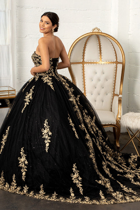 Elizabeth K GL3016's Ball Gown with Embroidered Cape