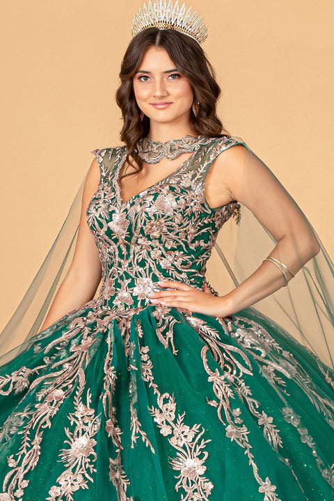 Cape Embroidered Ball Gown by Elizabeth K GL3076