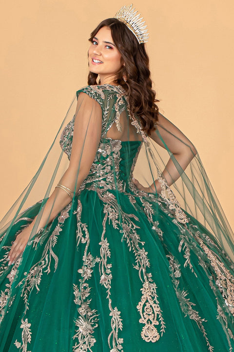 Cape Embroidered Ball Gown by Elizabeth K GL3076