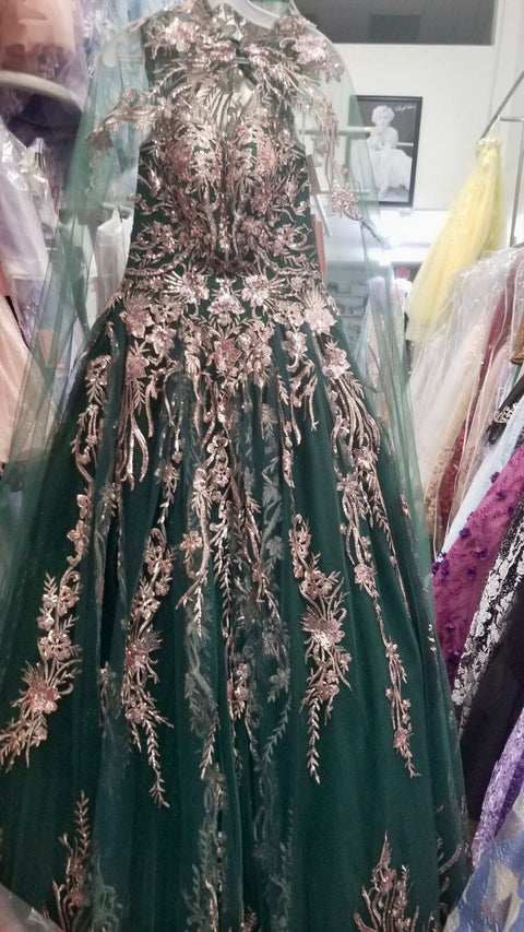 Cape Embroidered Ball Gown by Elizabeth K GL3076
