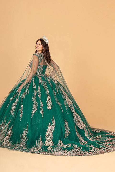 Cape Embroidered Ball Gown by Elizabeth K GL3076