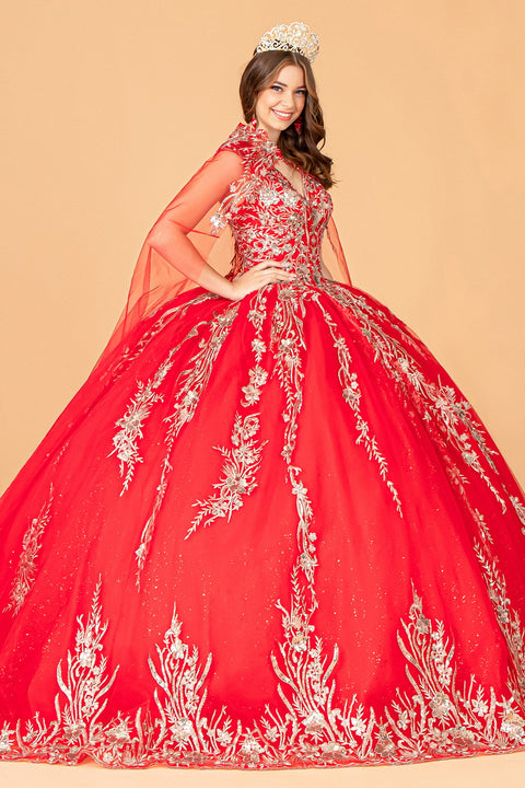 Cape Embroidered Ball Gown by Elizabeth K GL3076
