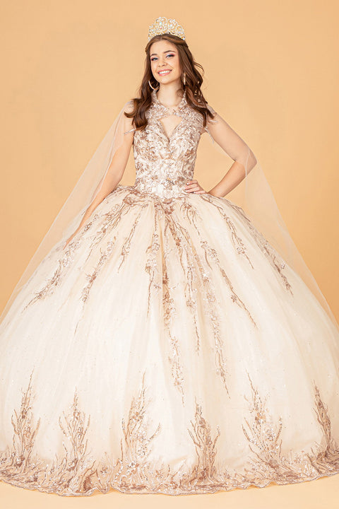 Cape Embroidered Ball Gown by Elizabeth K GL3076