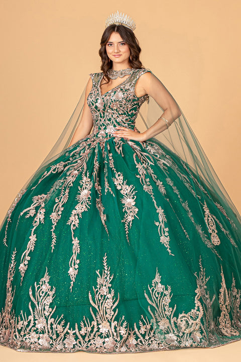 Cape Embroidered Ball Gown by Elizabeth K GL3076