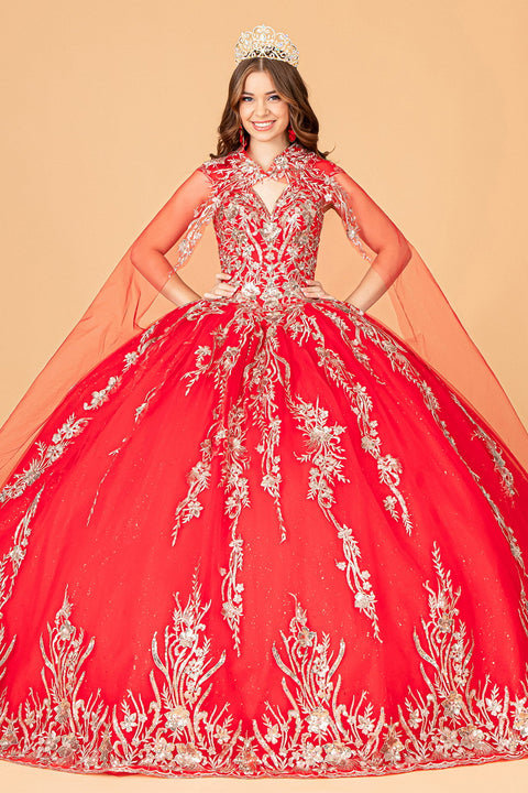 Cape Embroidered Ball Gown by Elizabeth K GL3076