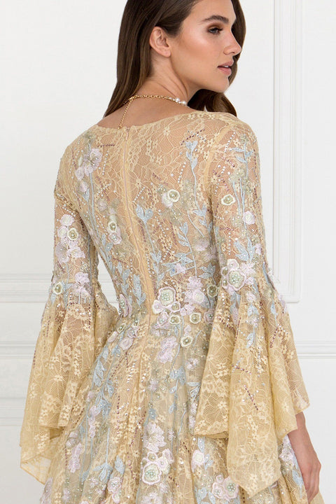Embroidered Lace Bell Sleeves Ballgown by Elizabeth K GL1592