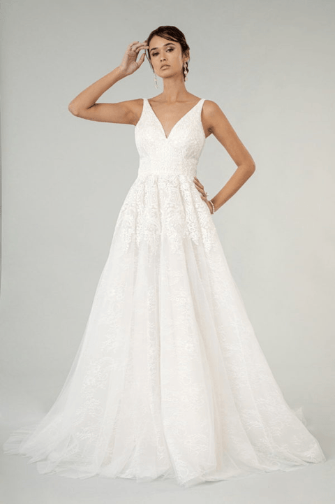 Ivory Elizabeth K GL1902's Bridal Gown with Embroidered Lace Detailing