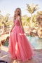 Lace-Up Back Embroidered Tulle Gown by Juliet 270