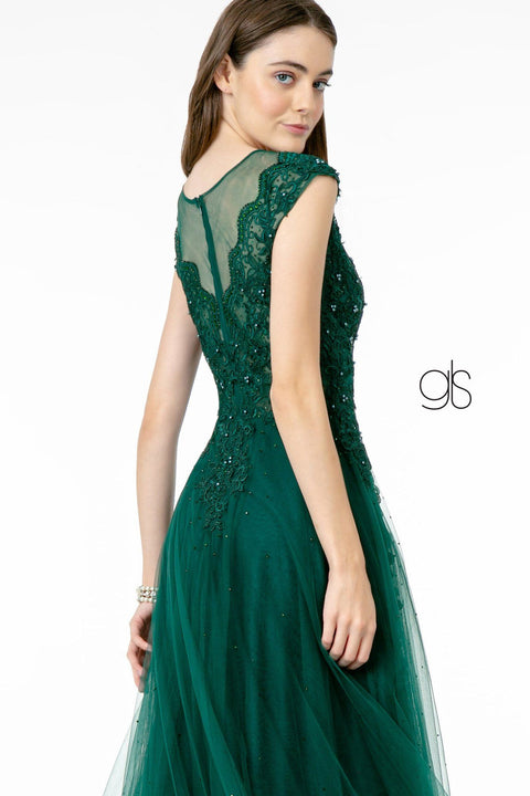 Dress GL2882 with Elaborate Long Cap Sleeves by Elizabeth K