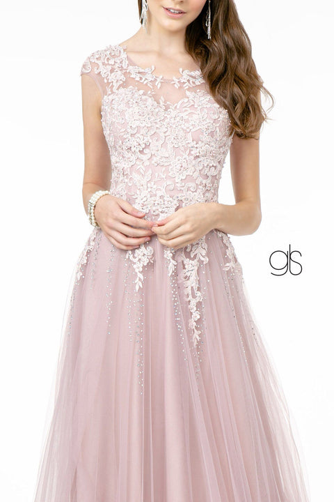 Embroidered Long Illusion Sweetheart Dress by Elizabeth K GL2886