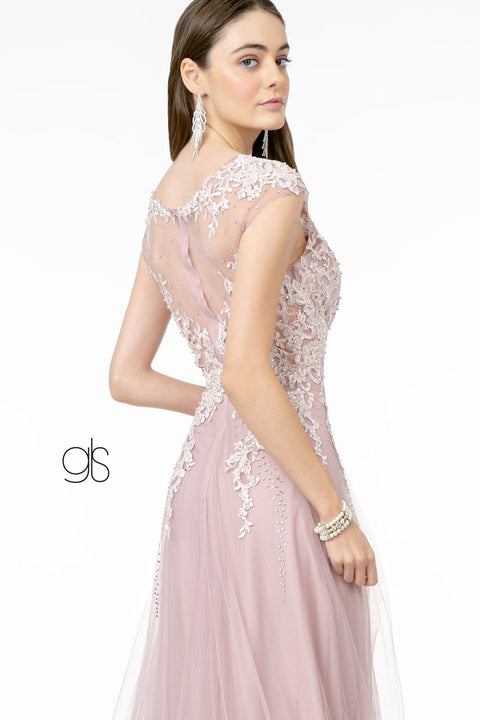 Embroidered Long Illusion Sweetheart Dress by Elizabeth K GL2886