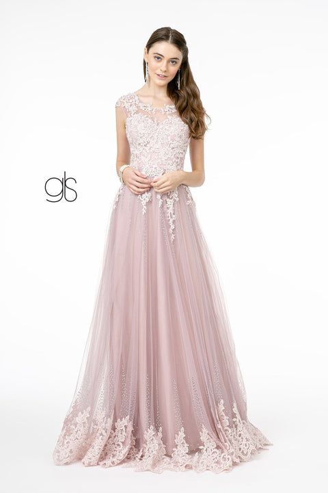 Embroidered Long Illusion Sweetheart Dress by Elizabeth K GL2886