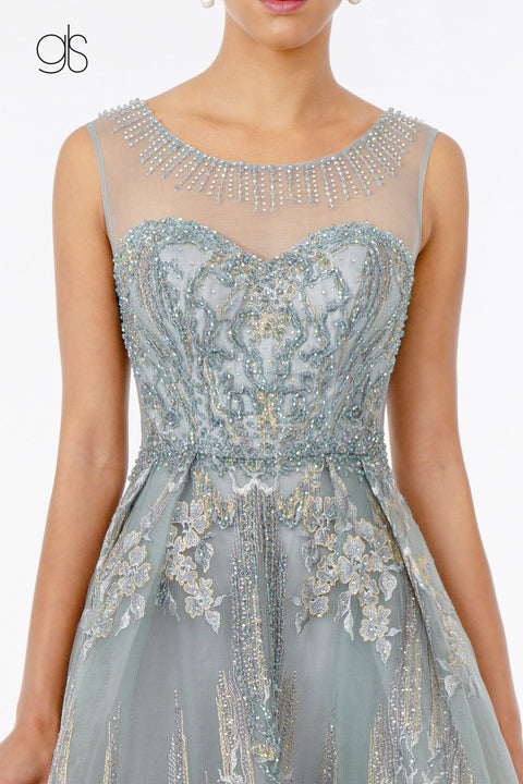 Embroidered Long Illusion Sweetheart Dress by Elizabeth K GL2980