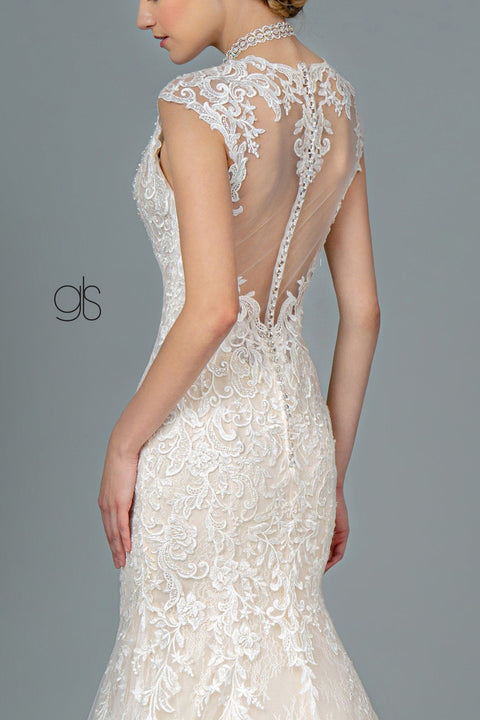 Embroidered Long Mermaid Wedding Dress by Elizabeth K GL1802