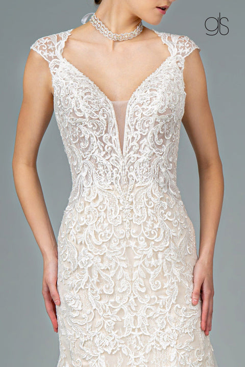 Embroidered Long Mermaid Wedding Dress by Elizabeth K GL1802