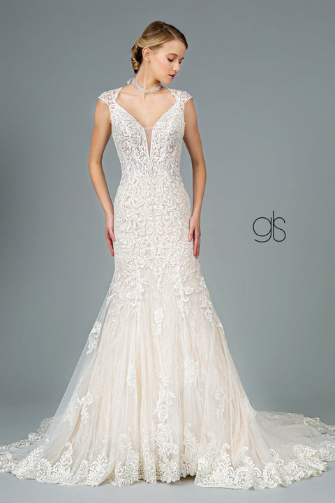 Embroidered Long Mermaid Wedding Dress by Elizabeth K GL1802