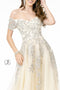 Elizabeth K GL2885's Off-Shoulder Dress with Intricate Embroidery