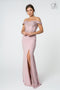 Elizabeth K GL2708's Off-Shoulder Dress with Elaborate Embroidery and Slit