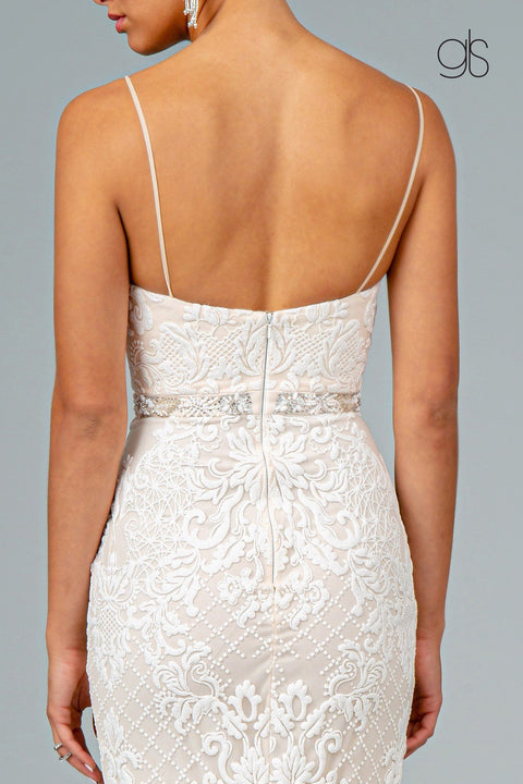 Elizabeth K GL2934's Sleeveless Mermaid Dress with Elaborate Embroidery