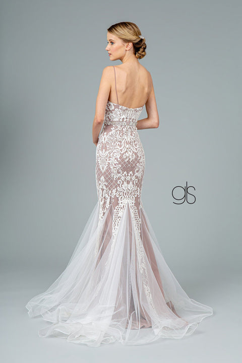 Elizabeth K GL2934's Sleeveless Mermaid Dress with Elaborate Embroidery