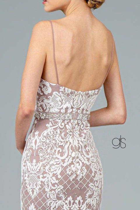 Elizabeth K GL2934's Sleeveless Mermaid Dress with Elaborate Embroidery